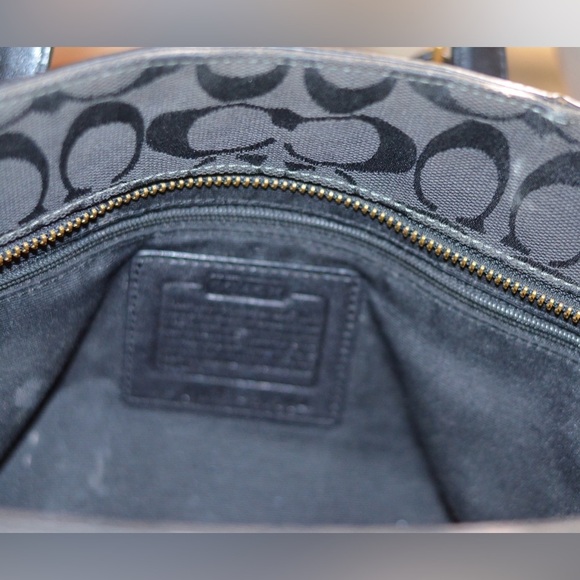 COACH Signature Black Tote Gold Hardware - Picture 6 of 9